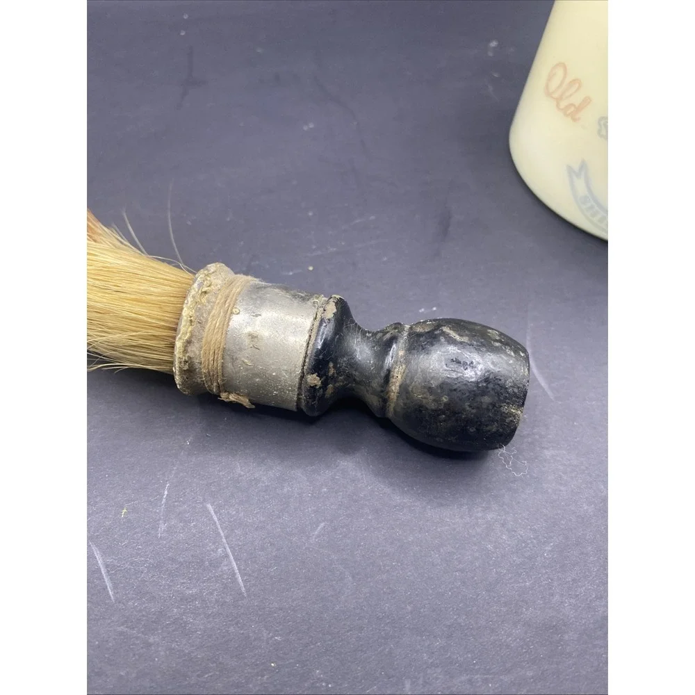 VTG Old Spice Shaving Mug Glass Shulton & Boar Bristle Brush